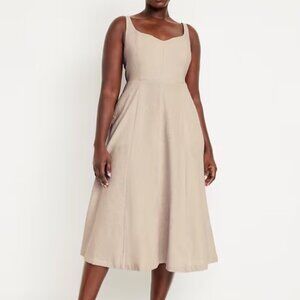 Old Navy Fit & Flare Sleeveless Linen-Blend Midi Dress Large Tall